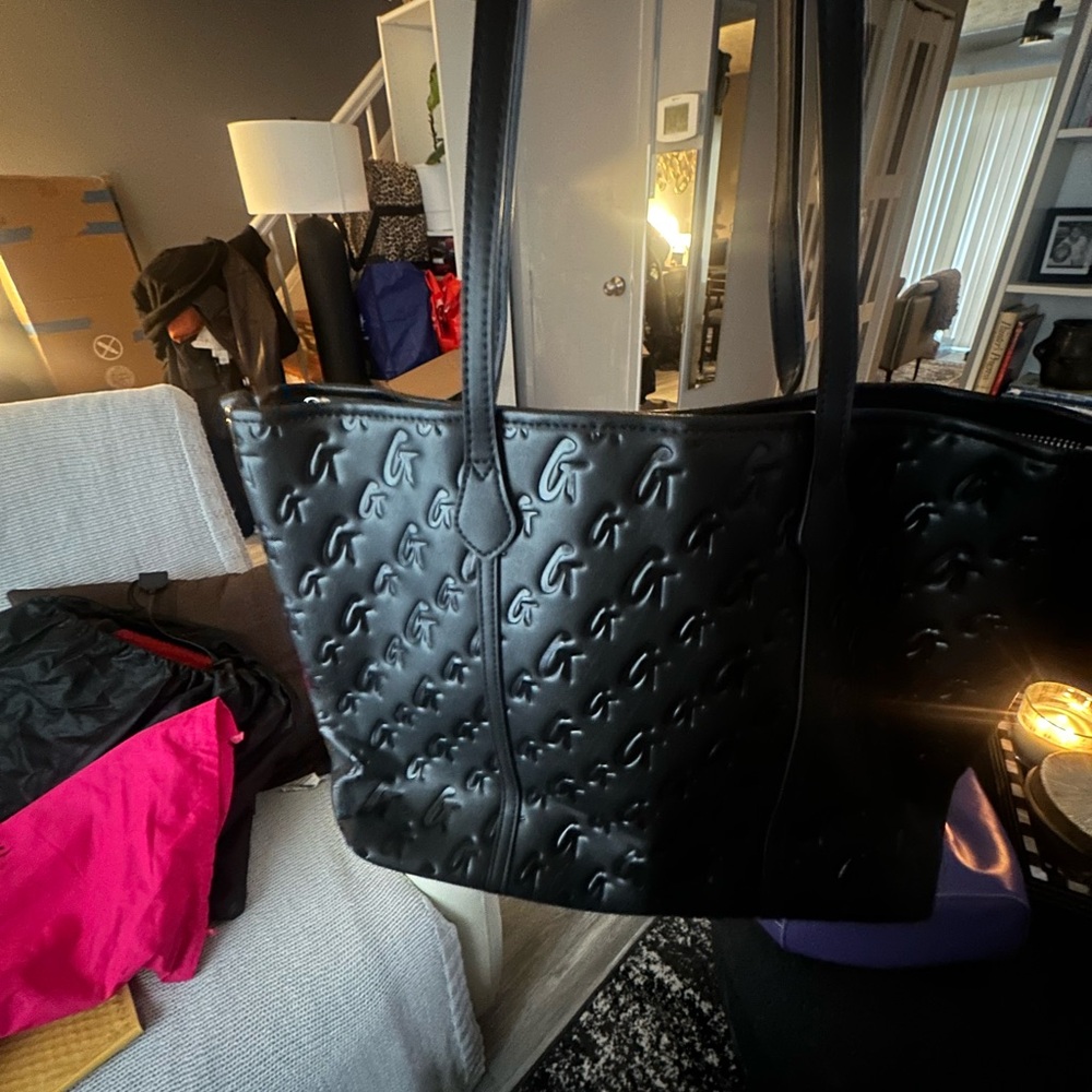 Chic Black Embossed Tote Bag